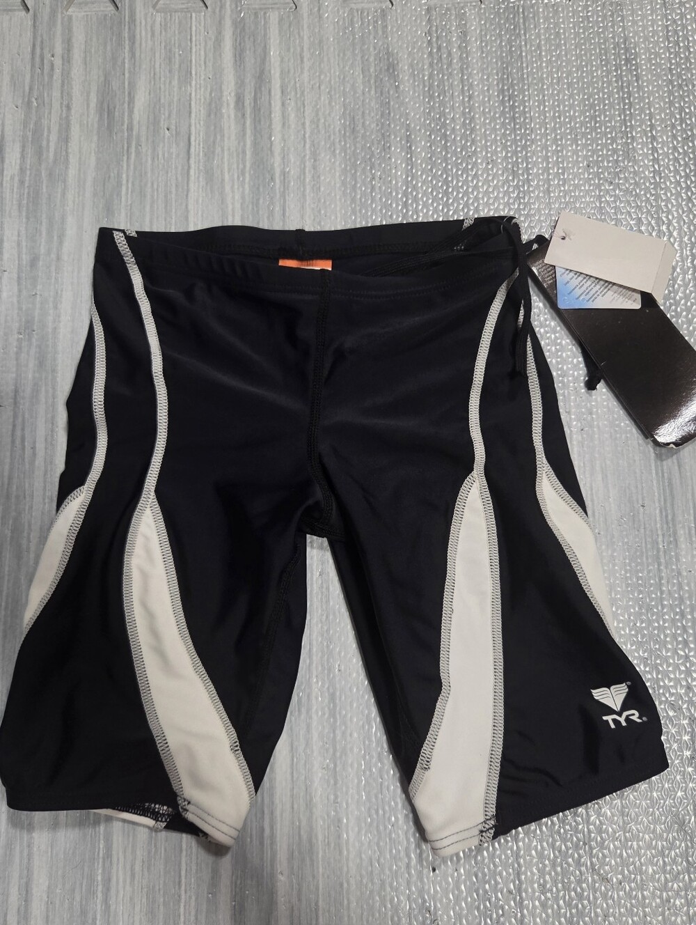 TYR Alliance Boy Men Splice Jammer Black/white Swim Suit Sz 26 NEW